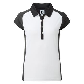 FootJoy Ladies Smith Piquet Cap Sleeve Shirt - White / Black